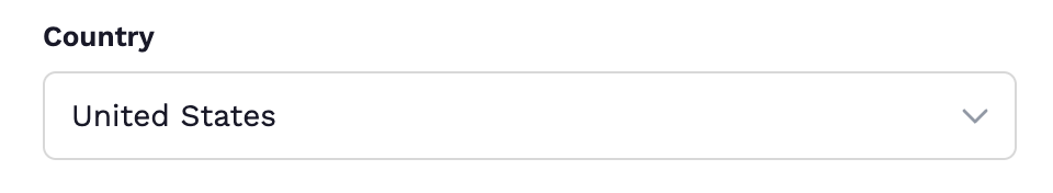 Country dropdown