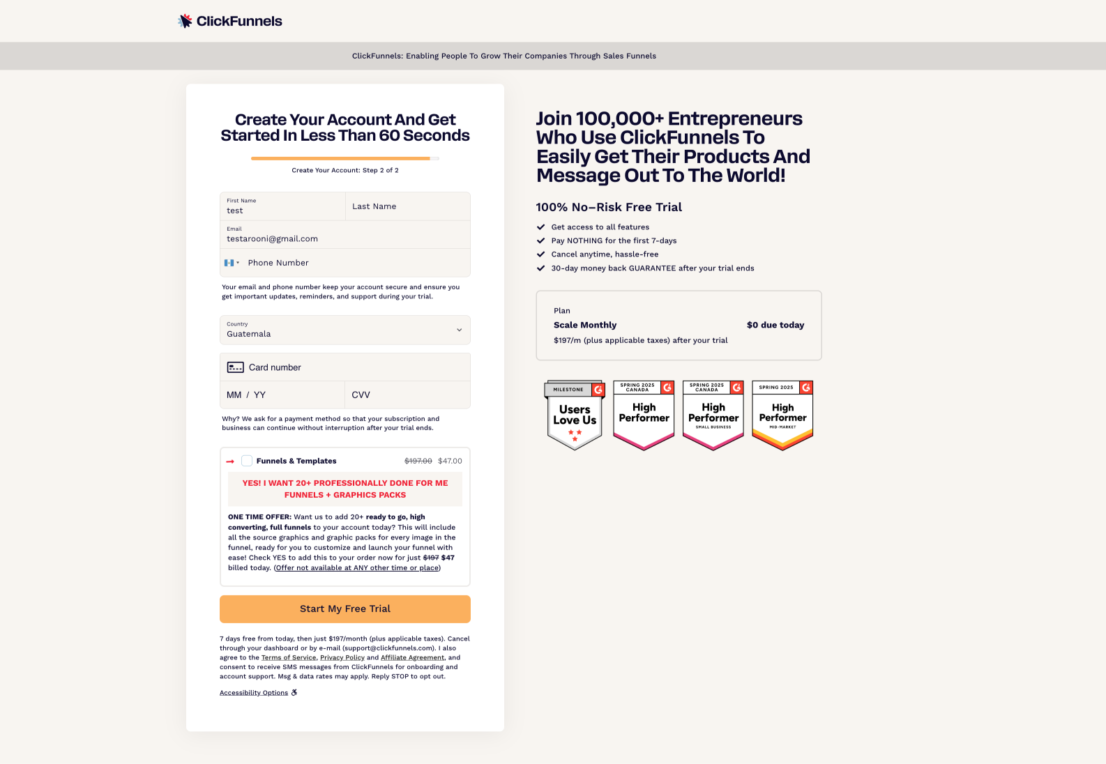 ClickFunnels checkout — project cover